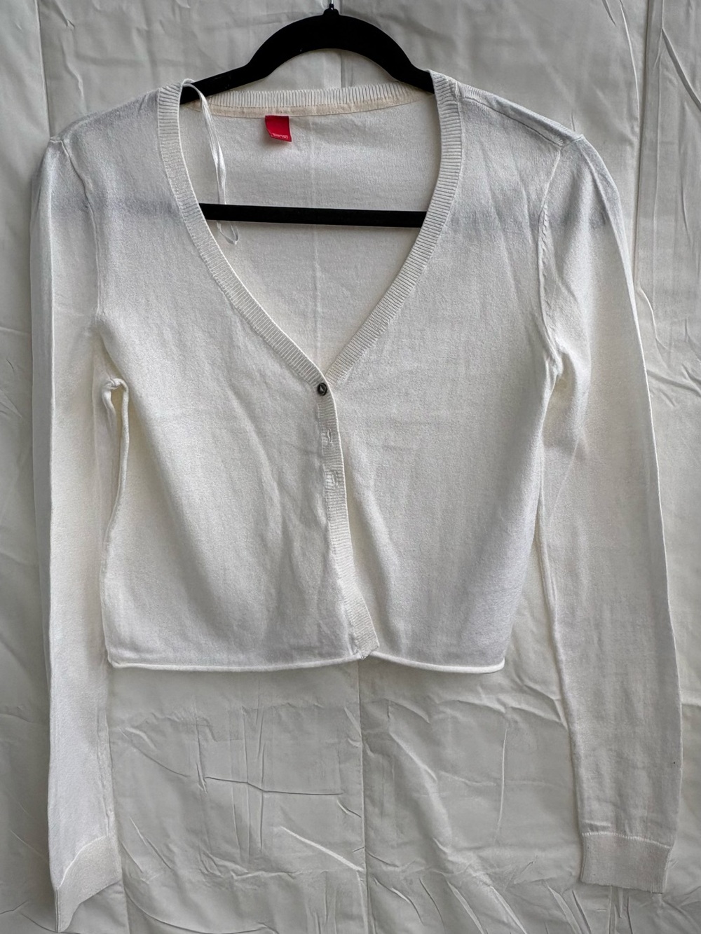 Esprit White V-Neck Cropped Cardigan Size M.